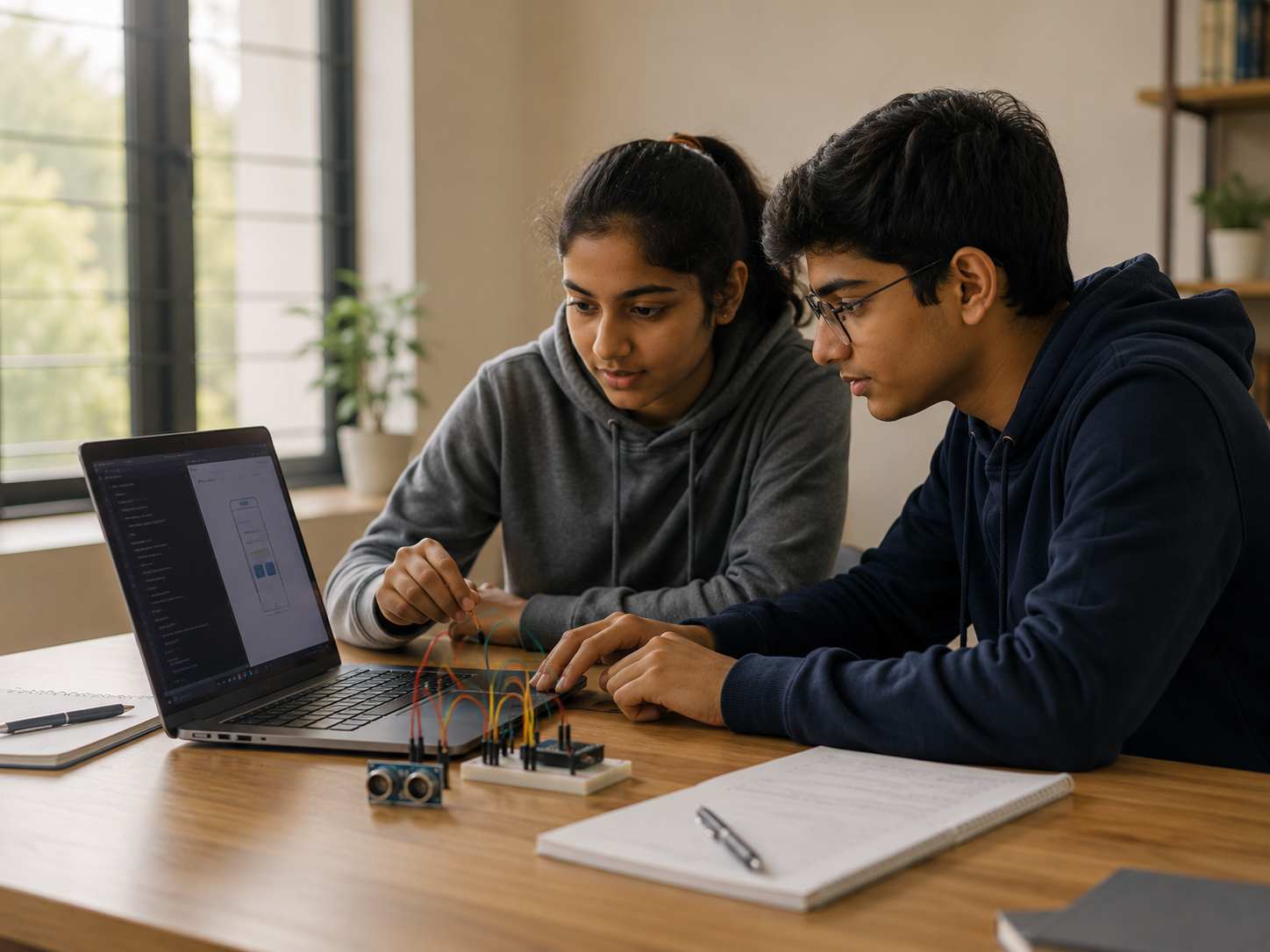 High school students building