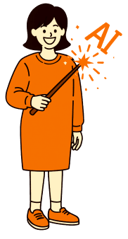 Teacher with AI magic wand illustration